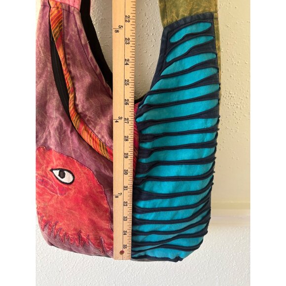 Handcrafted Patchwork Ripped Sling Bag  Made In Nepal - Picture 12 of 15